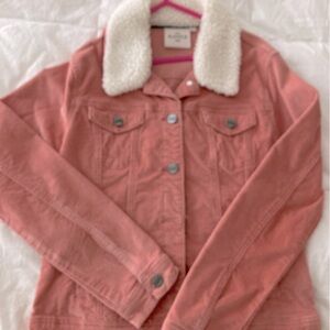 Rose corduroy jacket, your size medium. Faux fur collar